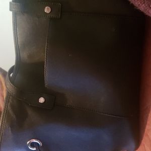Black CK tote with magnetic closure and side drawstrings